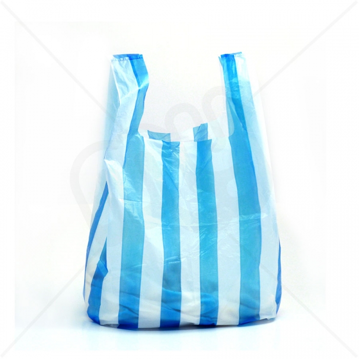 Candy Striped Plastic Carrier Bag 12x18x23 18 Micron
