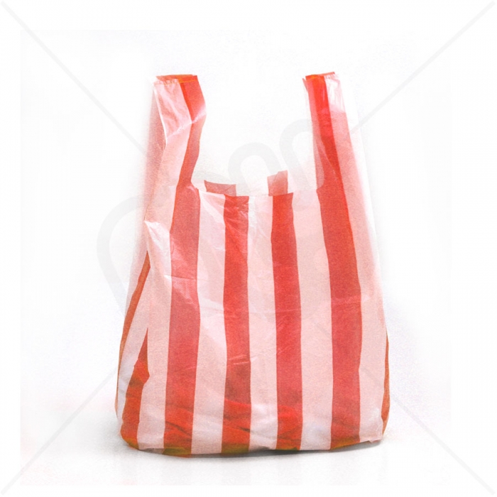 2000 x BLUE OR RED STRIPE PLASTIC VEST CARRIER BAGS 10x15x18" *SPECIAL OFFER* 