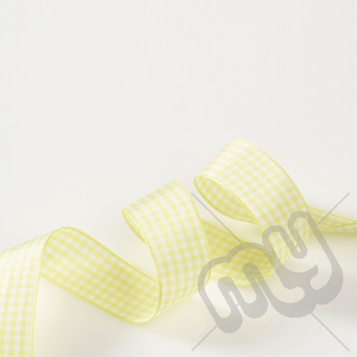 Yellow Gingham Ribbon 10mm x 20 metres