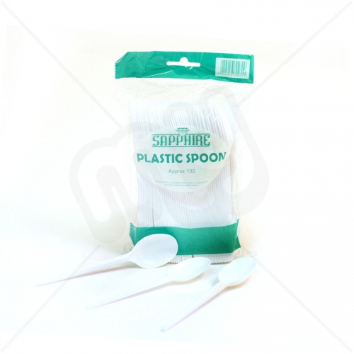 White Disposable Plastic Spoons x 100pcs
