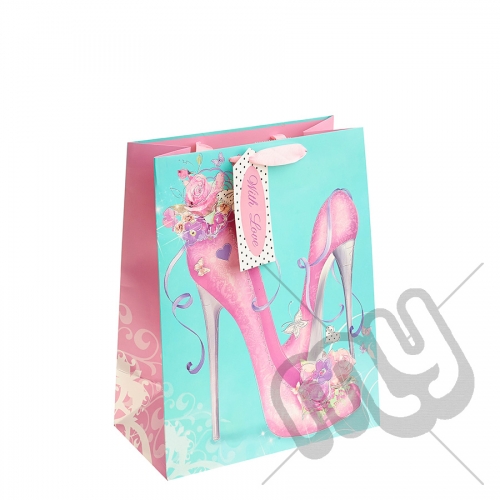 Pretty Shoes Gift Bag with Glitter Detail - Large x 1pc