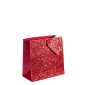 Crushed Red Glitter Square Gift Bag – Large x 1pc