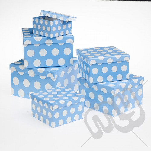 Blue Polka Dot Glitter Luxury Gift Boxes - Set of 6