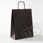 Black Kraft Paper Bags with Twisted Handles - Large x 25pcs