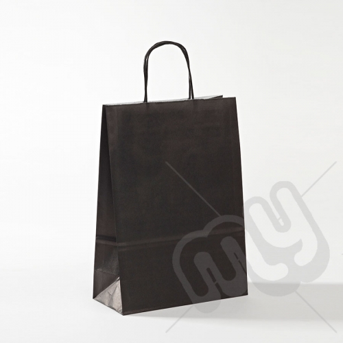 Black Kraft Paper Bags with Twisted Handles - Medium x 25pcs