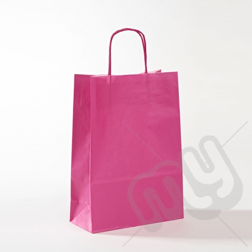Pink Kraft Paper Bags with Twisted Handles - Medium x 25pcs