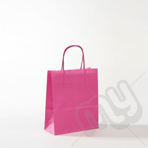 Pink Kraft Paper Bags with Twisted Handles - Small x 25pcs