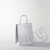 Silver Kraft Paper Bags with Twisted Handles - Small x 25pcs