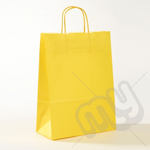 Yellow Kraft Paper Bags with Twisted Handles - Large x 25pcs