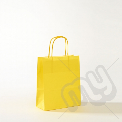 Yellow Kraft Paper Bags with Twisted Handles - Small x 25pcs