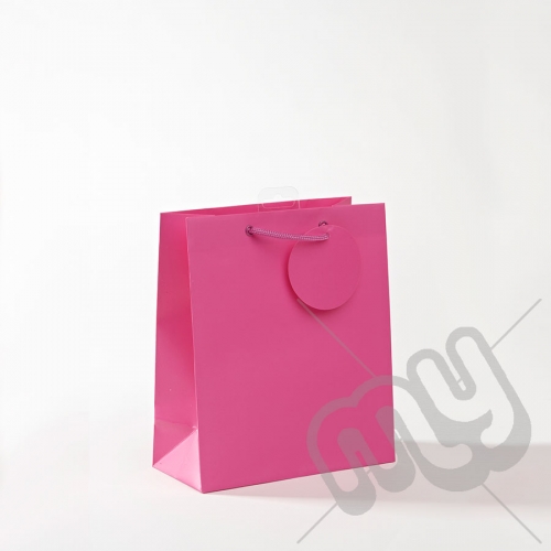 Fuscia Pink Luxury Matt Laminated Rope Handle Carriers- MEDIUM x 1pc
