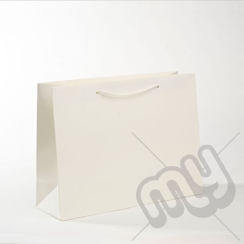 White Luxury Matt Laminated Rope Handle Carriers - MEDIUM x 50pcs