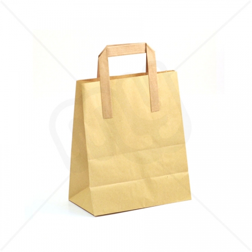 Brown Kraft SOS Carrier Bags With Flat Handles - MEDIUM x 50pcs