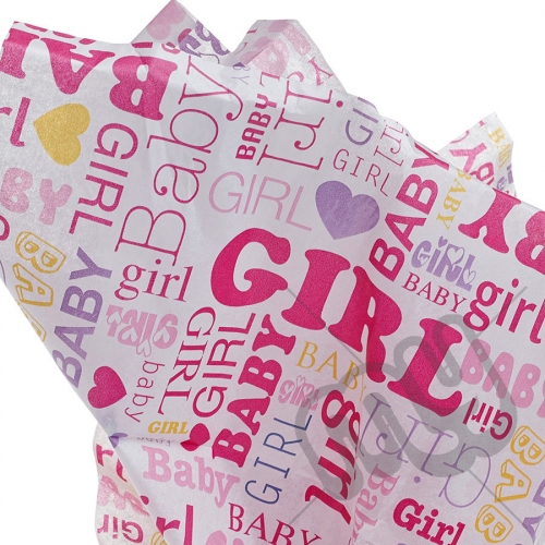 Baby Girl Pink Printed Tissue Paper - 6 Sheets