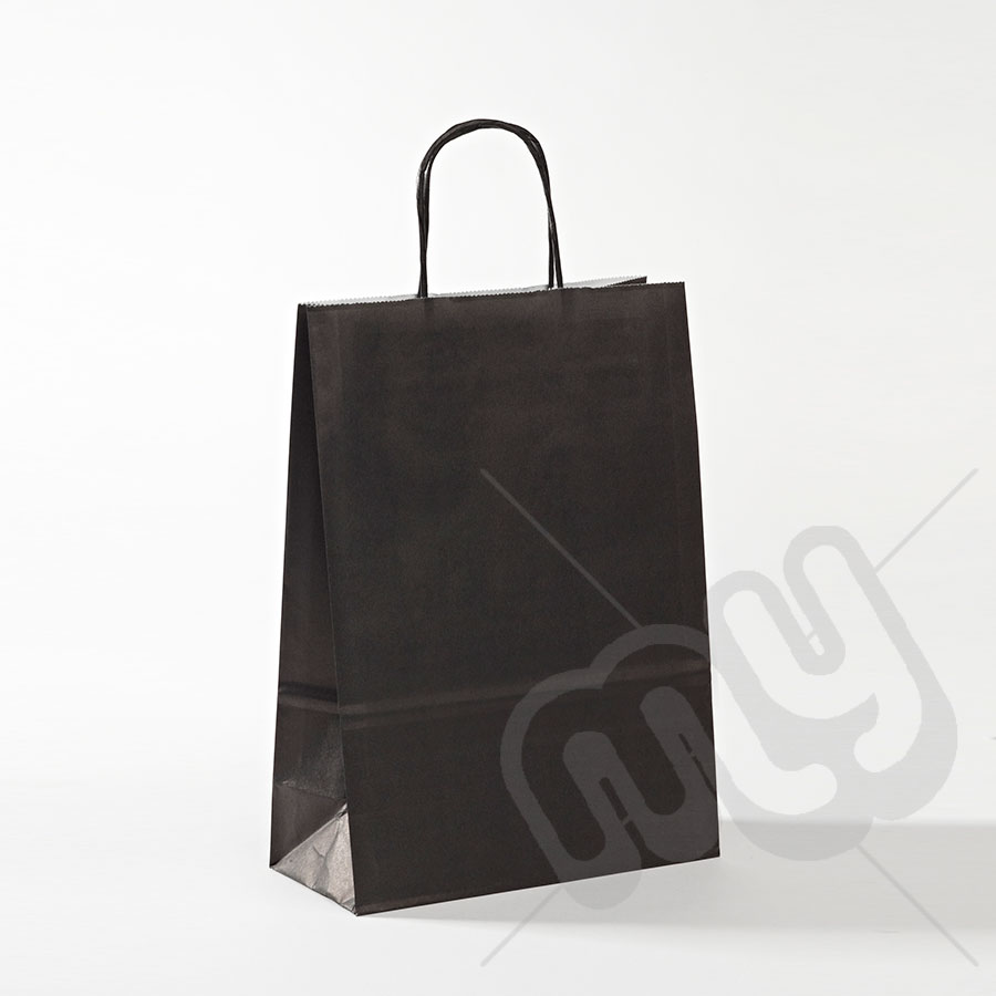 Black Kraft Paper Bags with Twisted Handles - Medium x 25pcs - My
